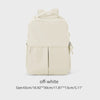 A beige women's laptop backpack shown from the front.