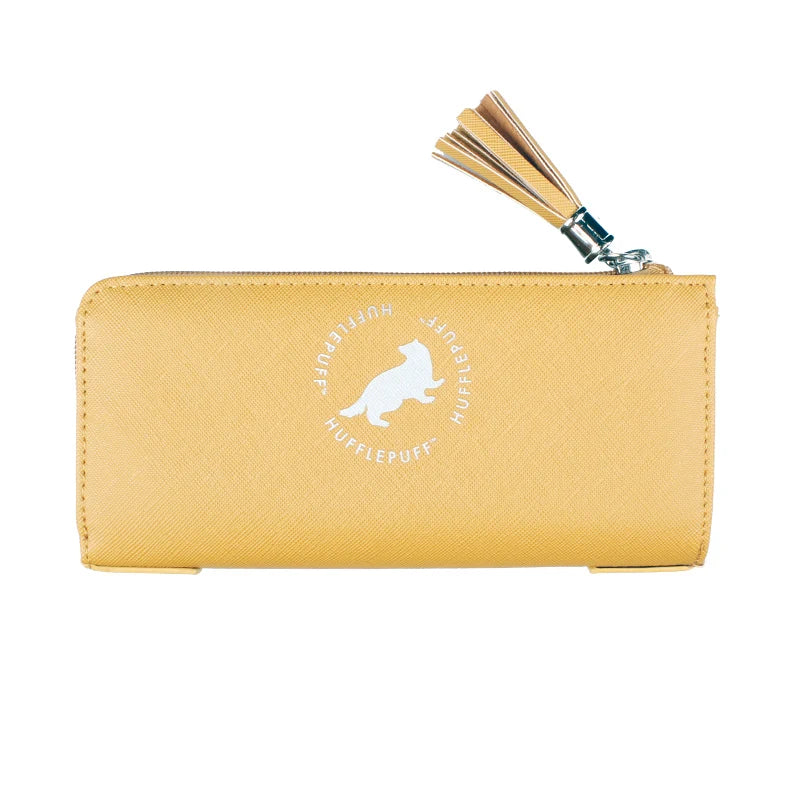 Tan Mode-Zipper-Kartenträger-Wallet mit goldfarbenem Quaste.