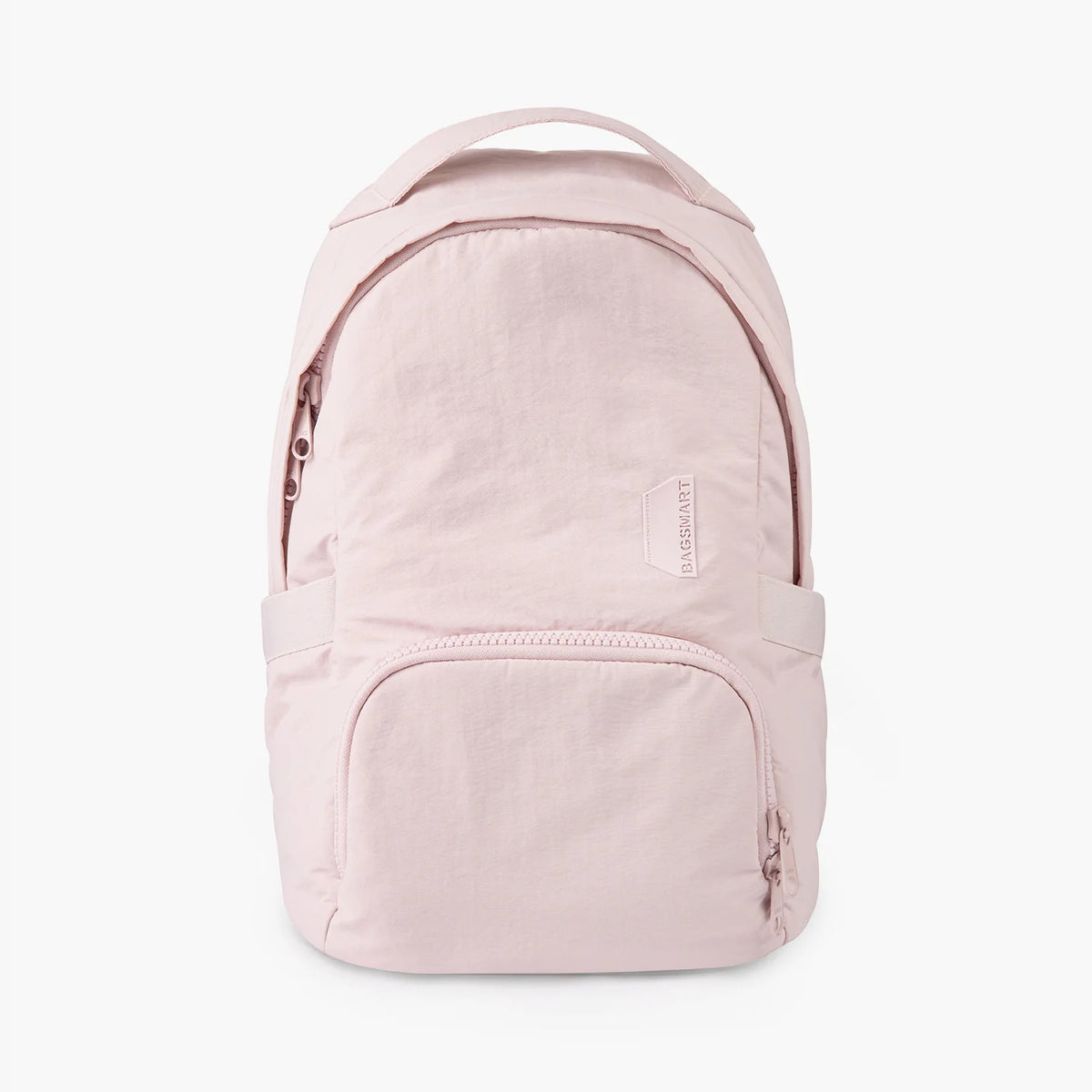 A light pink waterproof anti-theft laptop backpack with a zippered compartment.