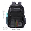 Black mesh backpack designed for laptop and daily use with multiple compartments