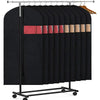 Black garment dust covers for hangers with colored fabric protectors