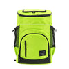 A bright lime green insulated thermal cooler backpack with black accents.
