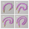 Pink silicone adjustable chain shoulder bag shown in various lengths: 42cm, 60cm, 80cm, and 120cm.