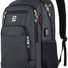 A black business travel laptop backpack with multiple compartments and straps.