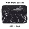 Black marble patterned laptop sleeve with a front pocket for an H32-11 model.