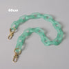 A light green adjustable detachable chain shoulder bag with a 60cm length.