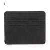 A black PU leather card holder wallet with a stitched edge shown flat.