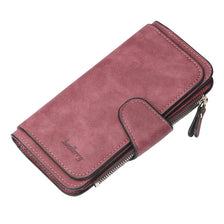 Mauviolettes Kunstleder-Kartenträger-Wallet mit Reißverschluss und Klappe