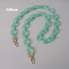 A light mint green adjustable detachable chain shoulder bag with a 120cm length.