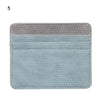 A stack of five gray and blue PU leather card holder wallets shown side by side.