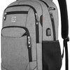 A gray business travel laptop backpack with black accents and straps.