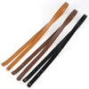 A set of five adjustable PU leather crossbody straps in various shades of brown and black.