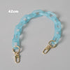 Light blue adjustable detachable chain shoulder bag with a 42cm length.