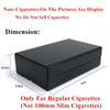 Black rectangular cigarette case with dimensions 2.6cm x 5.8cm x 9cm.