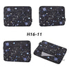 Black laptop sleeve featuring a starry night pattern, shown in multiple views.