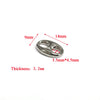 Silver swivel keychain hooks with a clasp, measuring 9mm and 14mm in length and 3.5mm by 4.5mm in cross-section.