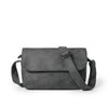 A dark gray retro PU leather crossbody shoulder bag with a flap and adjustable strap.