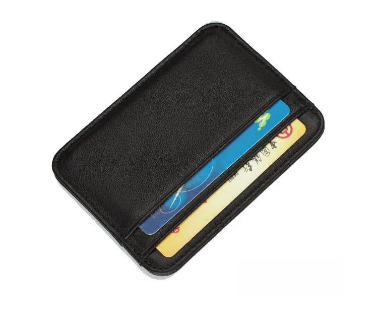 Cartera de cuero genuino de oveja negra para hombre vista desde arriba
