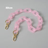 A 60cm pink adjustable detachable chain shoulder bag displayed on a gray background.