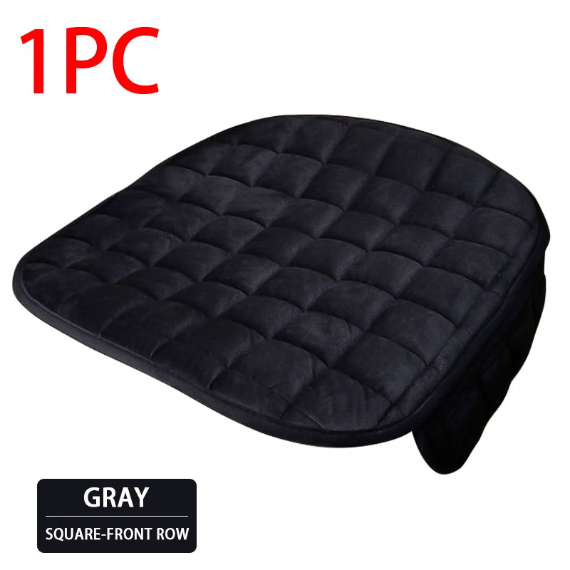 One piece of gray quilted square-front row car seat cover.