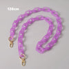 A purple adjustable detachable chain shoulder bag with a 120cm length is displayed on a gray background.
