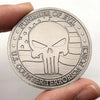Antique silver plated commemorative coin featuring a skull design and text related to the Punisher of Evil and Counter Terror