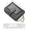 A black PU leather compact wallet with a zipper and gold chain, shown from above.