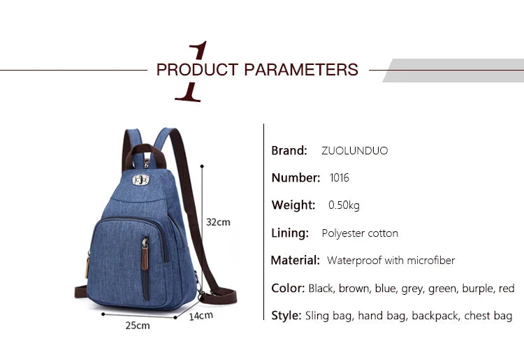 A dark blue sling bag or backpack with brown accents shown from the side.