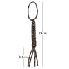 A close-up of a 7-strand paracord keychain with a loop and dangling strands.