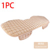One beige square-back row plush car seat cover for soft anti-slip protection.