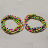 Two strands of colorful belly bead chains featuring mixed pink, green, and blue beads.