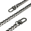 Silver metal bag chain strap with clips shown diagonally