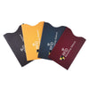 A set of four colored RFID blocking card sleeves laid out side by side.