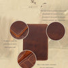A brown leather passport wallet showing stitching details and a multi-story design for daily arrangement.