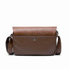 A brown retro PU leather crossbody shoulder bag for men shown flat on a white background.
