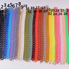 A display of colorful acrylic link chain necklaces in various shades including blue, purple, white, green, and pink.