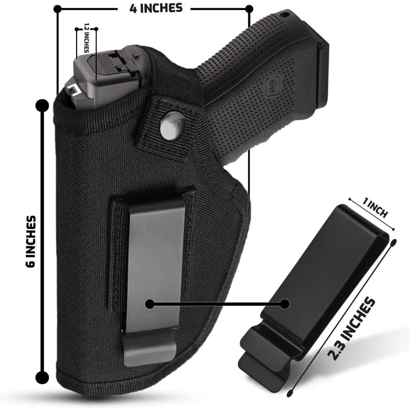 Black universal concealed carry holster for Glock and S&W M&P firearms