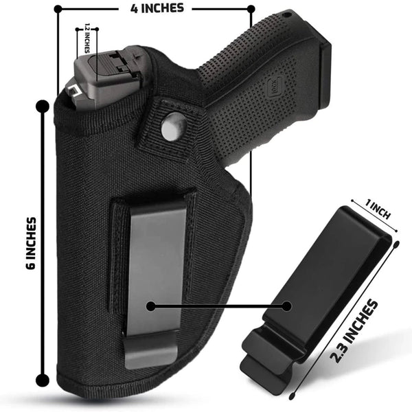 Black universal concealed carry holster for Glock and S&W M&P firearms