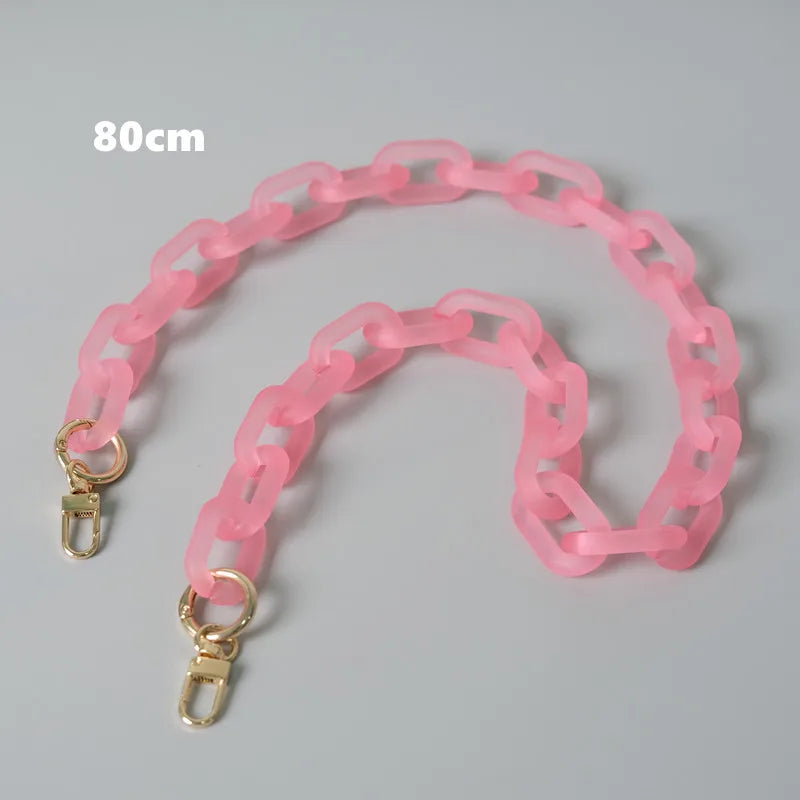 Pink adjustable detachable chain shoulder bag measuring 80cm