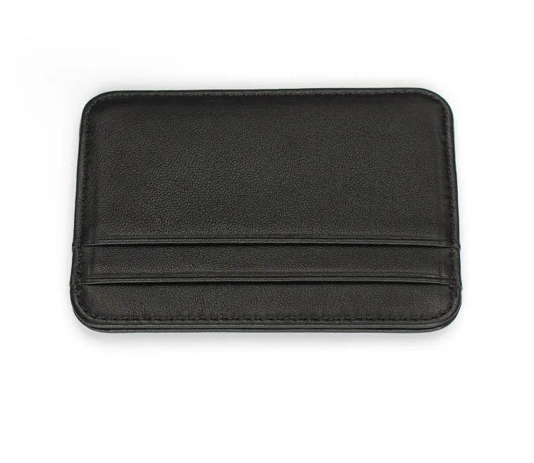 Cartera de cuero genuino de oveja negra para hombre, vista plana