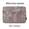 Brown leopard print laptop sleeve with a front pocket