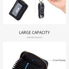 Cartera de cuero genuino negra con compartimentos para monedas, ranuras para tarjetas y llave