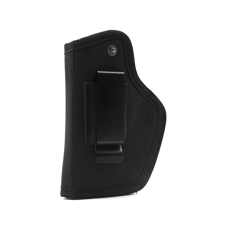 Black universal IWB concealment holster with a metal belt clip.