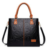 Sac bandoulière en cuir PU noir avec poignée et sangle en cuir marron