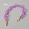 A purple adjustable detachable chain shoulder bag with a 42cm length and gold-colored clasps.
