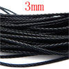 Black 3mm braided leather cord used for jewelry making