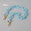 Light blue adjustable detachable chain shoulder bag with a 60cm length.