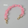A pink adjustable detachable chain shoulder bag with a 42cm length.
