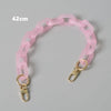 A pink adjustable detachable chain shoulder bag with a 42cm length.