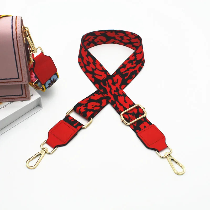 Sangle réglable rouge et noire à motif pour sacoche messenger